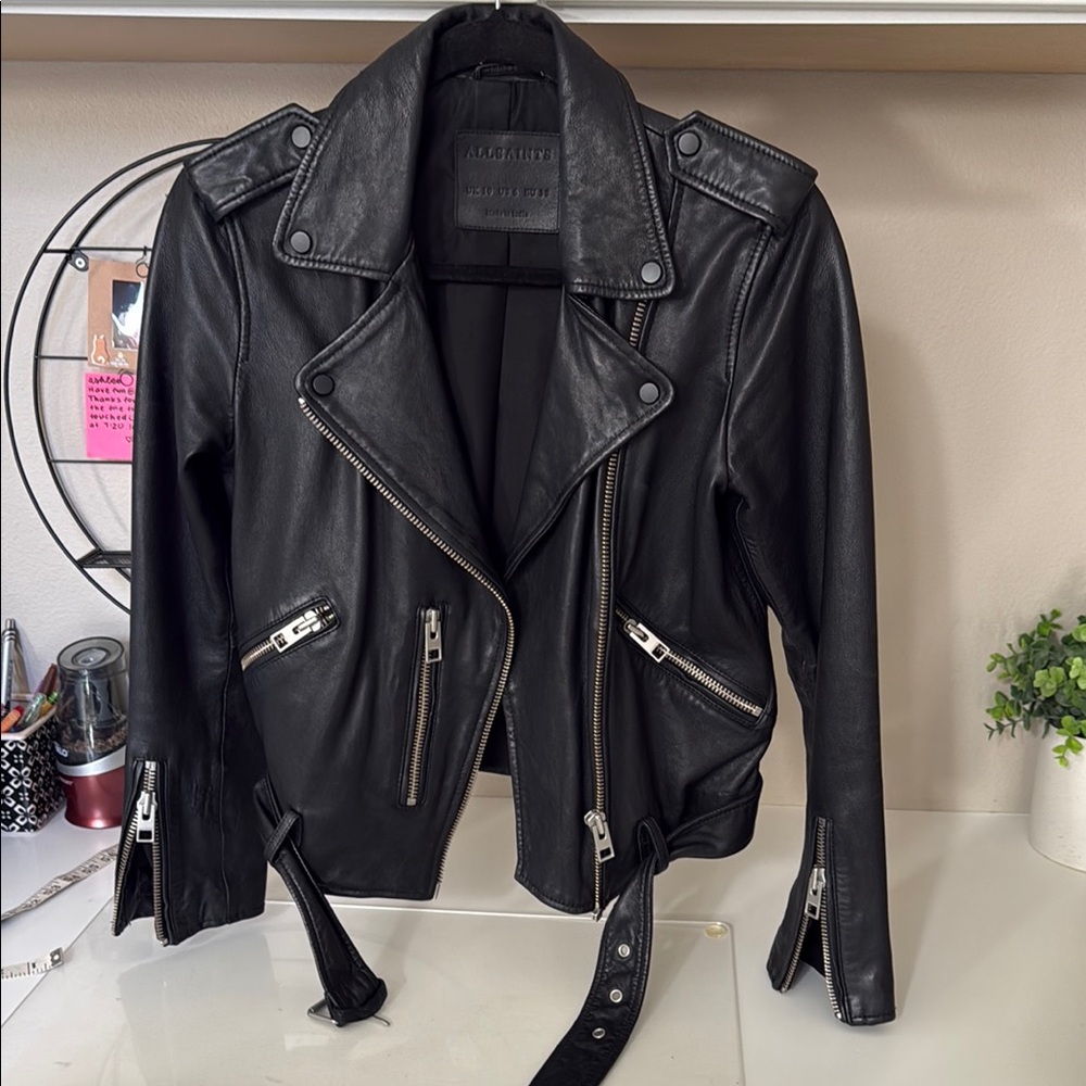 All Saints Balfern Black Leather Jacket
